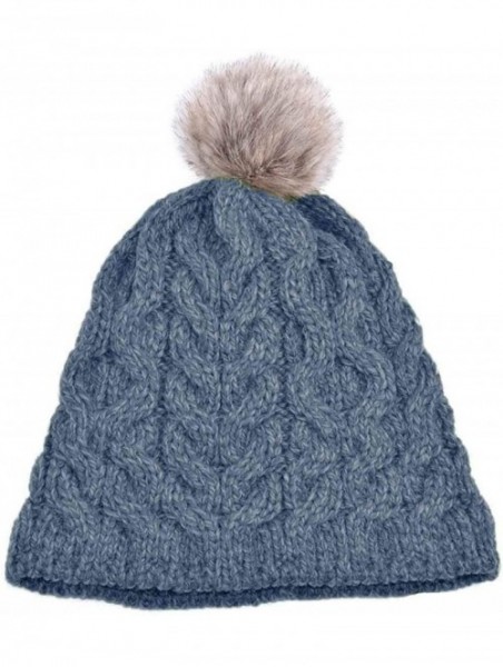 Skullies & Beanies Supersoft Merino Knit Pom-Pom Hat - Blue - C918IRT3L5T $34.12