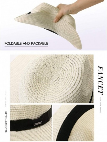 Fedoras Packable Straw Fedora Panama Sun Summer Beach Hat Cuban Trilby Men Women 55-61cm - 00715-natural - CG18R2DR0NT $22.59