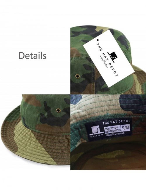 Bucket Hats Unisex 100% Cotton Packable Summer Travel Bucket Beach Sun Hat - Woodland Camouflage - C7125W1EVNP $12.69