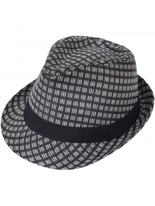 Fedoras Men/Women Summer Classic Short Brim Beach Sun Hat Straw Fedora Hat - 738_black - CT119FPCZPV $21.46