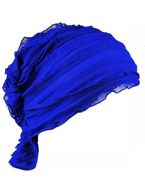 Skullies & Beanies Women Chemo Beanie Scarf Hat Covering Snood Turban Headwear for Cancer - Royal Blue - C118QN26O8M $11.57