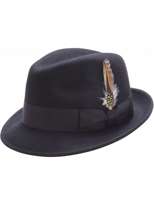 Fedoras Men's Pinch Crushable Litefelt Snap Brim Hat H-37 - Black - CA182WGEOQE $54.18