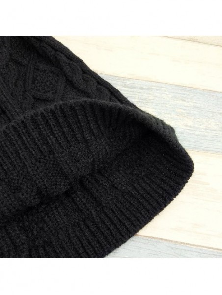 Skullies & Beanies Chunky Knit Beanie Stretch Unisex Braided Cable Slouchy Winter Hats Skip Cap - Black - CD187ETIE6A $12.02