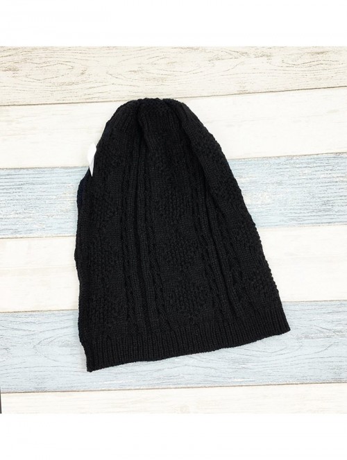 Skullies & Beanies Chunky Knit Beanie Stretch Unisex Braided Cable Slouchy Winter Hats Skip Cap - Black - CD187ETIE6A $12.02