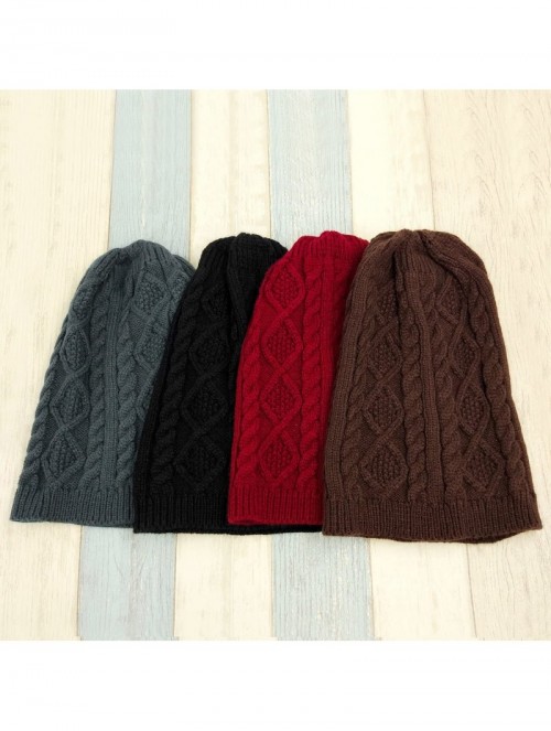 Skullies & Beanies Chunky Knit Beanie Stretch Unisex Braided Cable Slouchy Winter Hats Skip Cap - Black - CD187ETIE6A $12.02