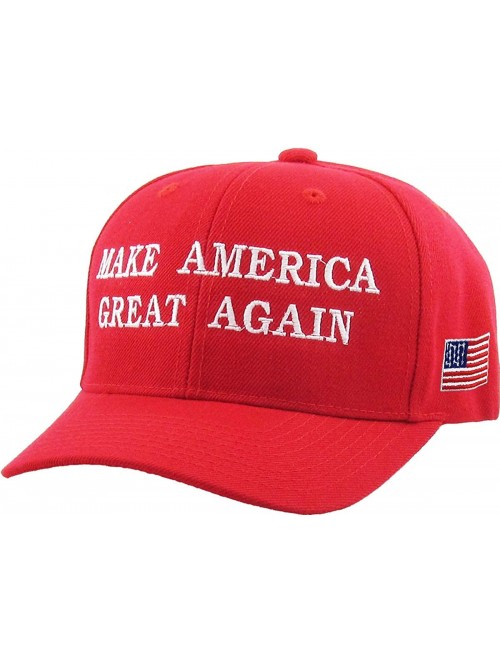 Baseball Caps Make America Great Again Our President Donald Trump Slogan with USA Flag Cap Adjustable Baseball Hat Red - C718...