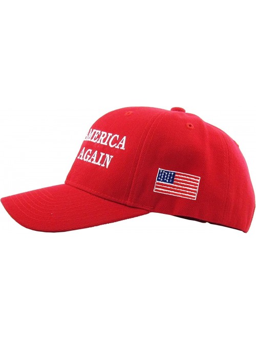 Baseball Caps Make America Great Again Our President Donald Trump Slogan with USA Flag Cap Adjustable Baseball Hat Red - C718...