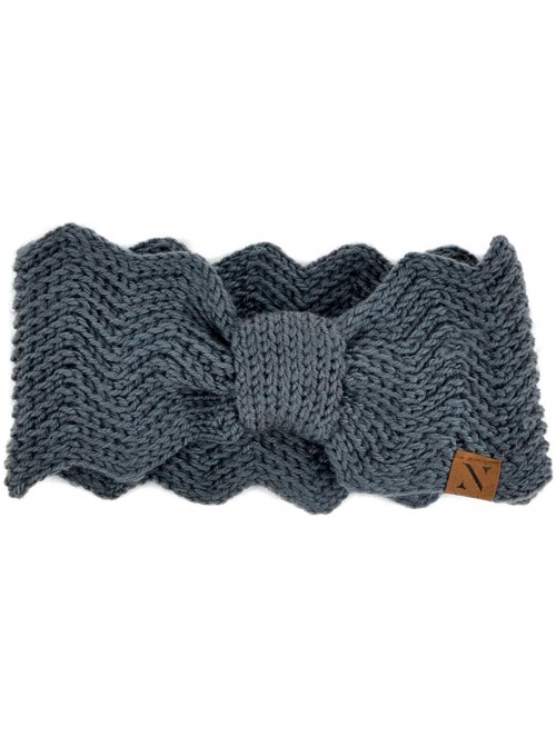 Cold Weather Headbands Winter Ear Bands for Women - Knit & Fleece Lined Head Band Styles - Charcoal Knotted - C718A97YS2O $13.43