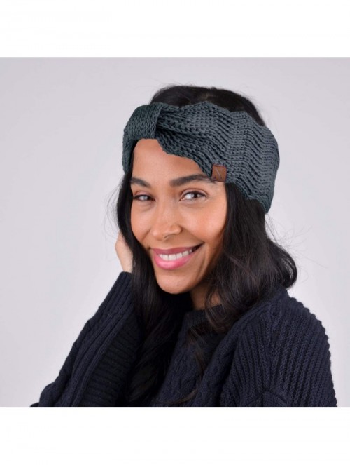 Cold Weather Headbands Winter Ear Bands for Women - Knit & Fleece Lined Head Band Styles - Charcoal Knotted - C718A97YS2O $13.43