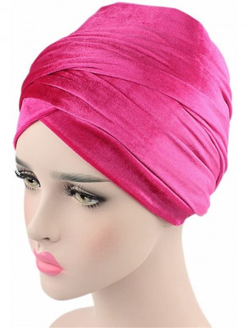 Headbands Luxury Pleated Velvet Turban Hijab Head Wrap Extra Long Tube Indian Headwrap Scarf Tie - Tjm-38-black - CR186G7HXX4...