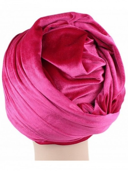 Headbands Luxury Pleated Velvet Turban Hijab Head Wrap Extra Long Tube Indian Headwrap Scarf Tie - Tjm-38-black - CR186G7HXX4...