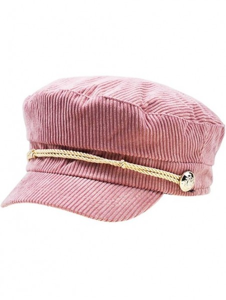 Newsboy Caps Women Ladies Hat Corduroy Captain's Breton Cap Beatles Lennon Newsboy Cadet Black - Pink - CU1947LYTQC $16.97