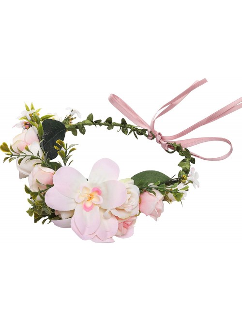 Headbands Adjustable Flower Crown Headband - Women Girl Festival Wedding Party Flower Wreath Headband - Pink-3 - CW18R3TANZ7 ...