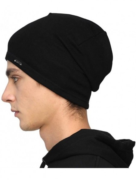 Skullies & Beanies Mens Beanie Hats Slouchy Warm Knit Skull Cap for Men Women Winter Unisex - Black - CU18Y2NAIRC $15.07