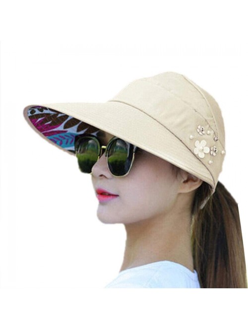 Sun Hats Women Fashion Print Breathable Fastening Tape Sunscreen Sun Cap Sun Hat Sun Hats - Beige - C118TA3XG9C $11.52