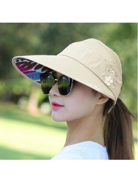 Sun Hats Women Fashion Print Breathable Fastening Tape Sunscreen Sun Cap Sun Hat Sun Hats - Beige - C118TA3XG9C $11.52