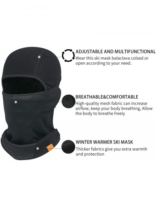 Balaclavas Balaclava Windproof Weather Snowboarding Motorcycling - 2 Pack Pure Black - CP18YYQ2UW7 $16.91