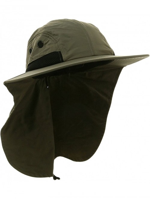 Sun Hats MG Nylon Juniper 4 Panel Safari Wide Brim Flap Cap Hat - Olive Green - CP11KV5SMFB $15.08