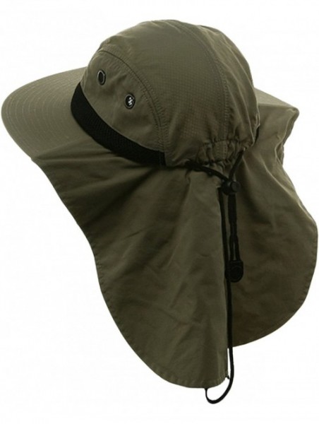 Sun Hats MG Nylon Juniper 4 Panel Safari Wide Brim Flap Cap Hat - Olive Green - CP11KV5SMFB $15.08