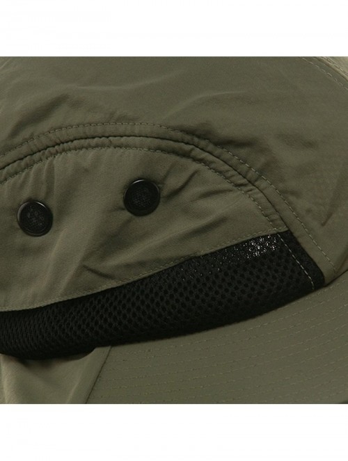 Sun Hats MG Nylon Juniper 4 Panel Safari Wide Brim Flap Cap Hat - Olive Green - CP11KV5SMFB $15.08