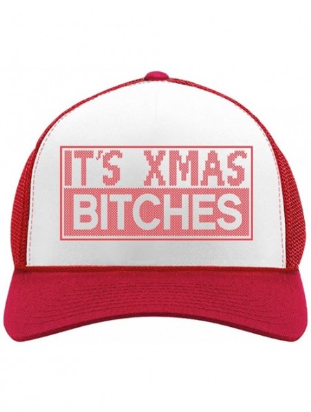 Baseball Caps It's Xmas Bitches Funny Holiday Ugly Christmas Party Trucker Hat Mesh Cap - Red/White - CV18889KS24 $12.96