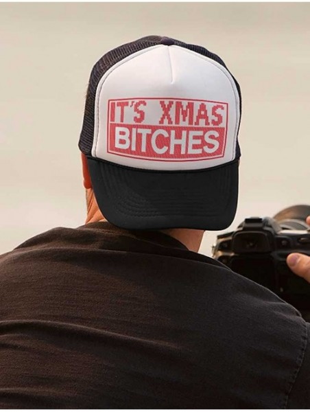 Baseball Caps It's Xmas Bitches Funny Holiday Ugly Christmas Party Trucker Hat Mesh Cap - Red/White - CV18889KS24 $12.96