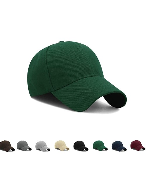 Baseball Caps Baseball Cap for Men Women Adjustable Plain Peaked Cap or Tennis Golf Hat Youth Dad Ball Hat - Green - CD194YTQ...