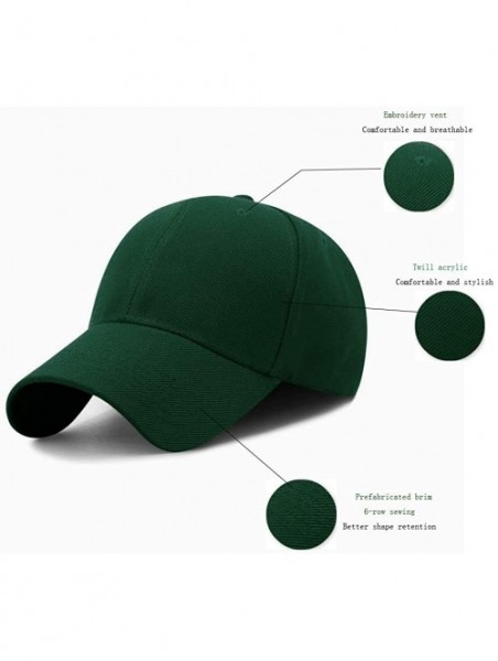 Baseball Caps Baseball Cap for Men Women Adjustable Plain Peaked Cap or Tennis Golf Hat Youth Dad Ball Hat - Green - CD194YTQ...