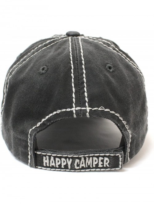 Baseball Caps Women's Happy Camper Camp Fire Patch Embroidery Baseball Hat - Charcoal - CH18CC6Z7IZ $21.50