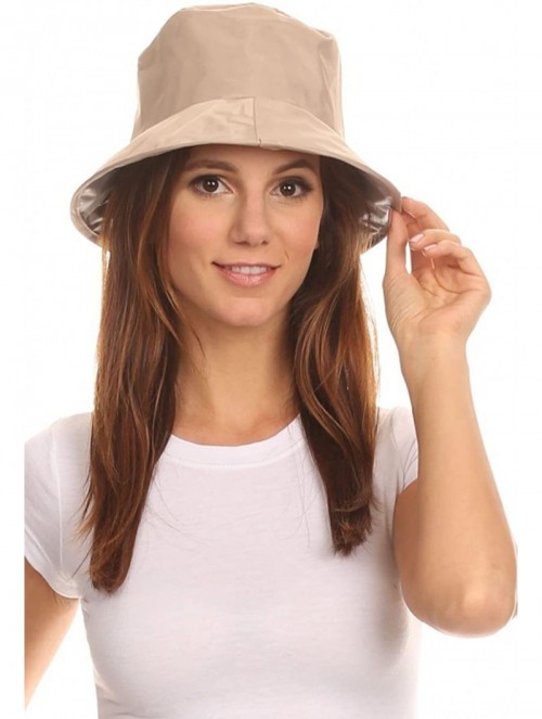 Rain Hats Unisex Twist to Pack Rain Bucket Hat Water Resistant Lightweight - Khaki - CC12I8WTEU5 $13.16