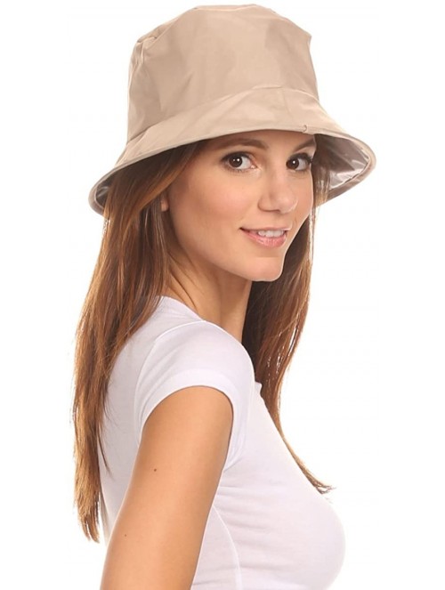 Rain Hats Unisex Twist to Pack Rain Bucket Hat Water Resistant Lightweight - Khaki - CC12I8WTEU5 $13.16