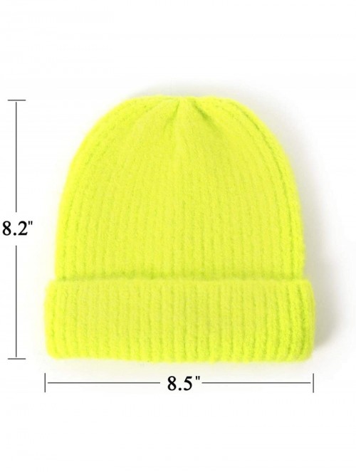 Skullies & Beanies Unisex Thick Warm Beanie - Knit Winter Hat - Fluorescent Green - C618UNA9CTS $13.98