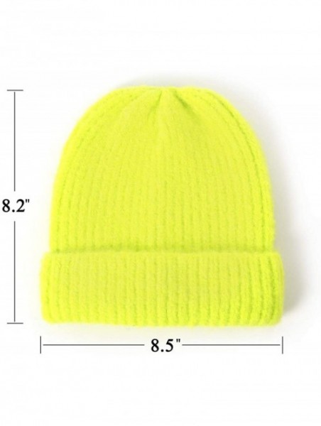 Skullies & Beanies Unisex Thick Warm Beanie - Knit Winter Hat - Fluorescent Green - C618UNA9CTS $13.98