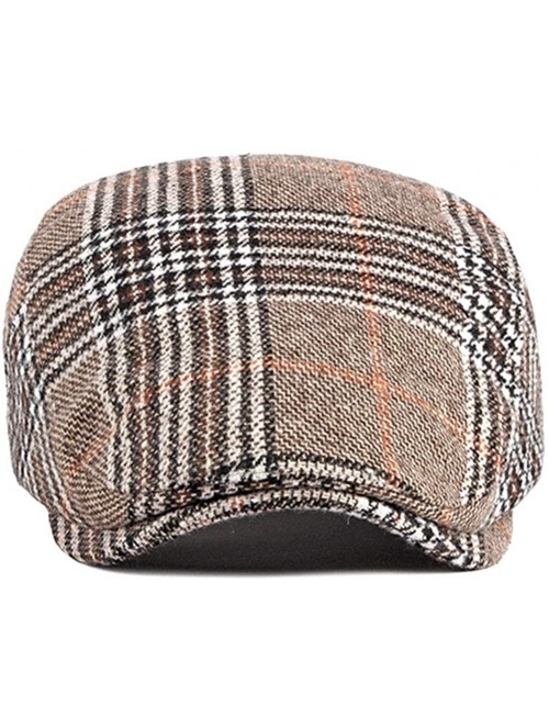 Newsboy Caps Mens Adjustable Plaid Ivy Newsboy Cabbie Gatsby Golf Beret Flat Hat Cap - 411khaki - CD196XM9HY2 $18.78