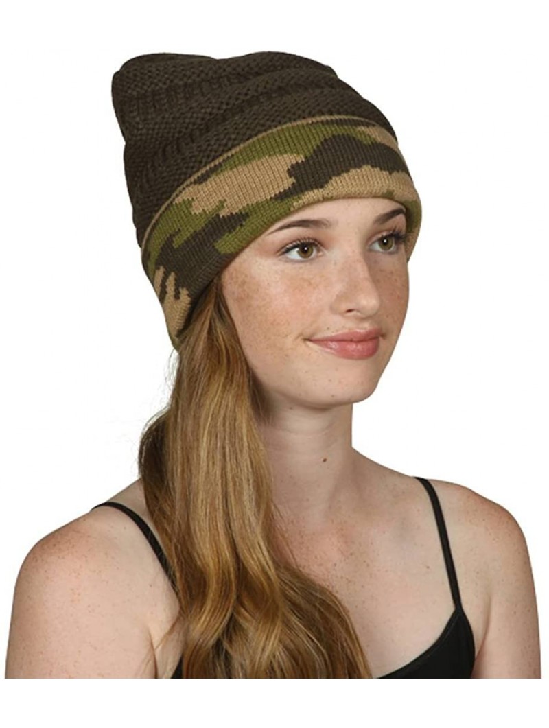 Skullies & Beanies Soft Camouflage Cuff Beanie - New Olive - CH12O2TDX4R $14.46