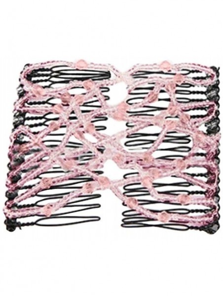 Cold Weather Headbands Hair Combs Ladies Magic Hair Coil Unit Double Slide Stretchy Clip Headwear - Pink - CP18I4YTYO6 $11.44