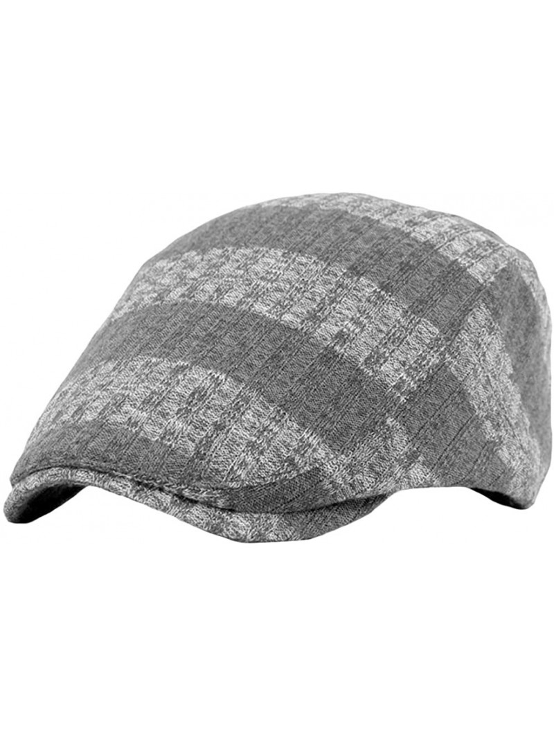 Newsboy Caps Men Women Striped Knit Flat Cap Warm Winter Cotton Newsboy Hat FFH403s01 - Ffh404 Dark Gray - C718M9ILT4L $11.23