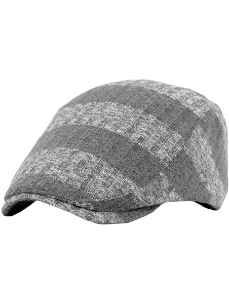 Newsboy Caps Men Women Striped Knit Flat Cap Warm Winter Cotton Newsboy Hat FFH403s01 - Ffh404 Dark Gray - C718M9ILT4L $11.23