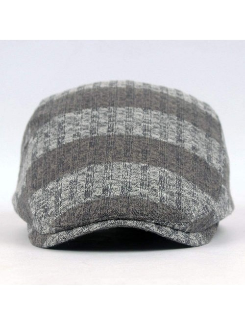 Newsboy Caps Men Women Striped Knit Flat Cap Warm Winter Cotton Newsboy Hat FFH403s01 - Ffh404 Dark Gray - C718M9ILT4L $11.23