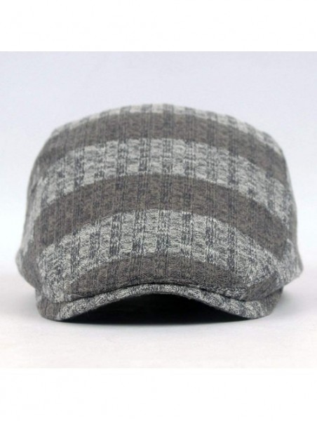 Newsboy Caps Men Women Striped Knit Flat Cap Warm Winter Cotton Newsboy Hat FFH403s01 - Ffh404 Dark Gray - C718M9ILT4L $11.23