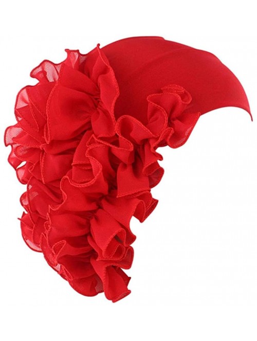 Skullies & Beanies Women Flower Cancer Chemo Hat Beanie Scarf Turban Head Wrap Cap Headband - Red - CQ187WGDNU9 $10.77