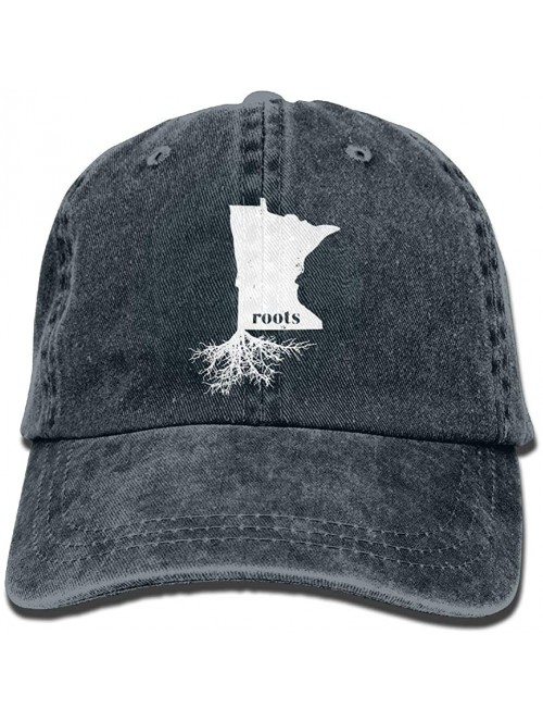 Baseball Caps Unisex Baseball Cap Denim Fabric Hat Minnesota Roots State Map Adjustable Snapback Peak Cap - Navy - C818KSDTO4...