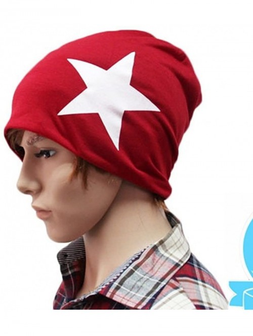 Skullies & Beanies Women's Winter Cotton Beanie Cap Thin Hip-hop Star Hat - Red - CU1279FRVYN $14.88