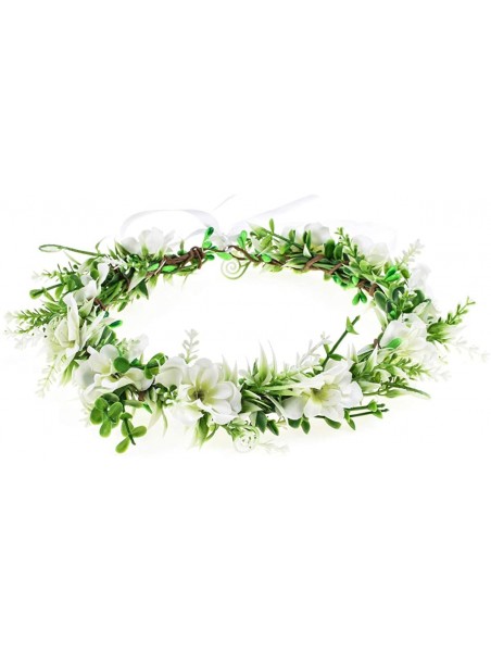 Headbands Green Leaf Floral Crown Eucalyptus Flower Women Girls Headband Flower Headpiece Bridal Halo Photo Prop - C318NQERW3...