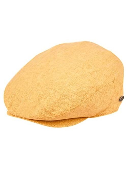 Newsboy Caps Men's Linen Flat Ivy Gatsby Summer Newsboy Hats - Yellow - C8195S0G0YA $18.34