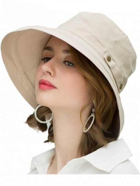 Sun Hats Womens Cotton Wide Brim Sun Hats UPF50 UV Packable Beach Hat Summer Bucket Cap for Travel - CN18SKGHN8H $18.59