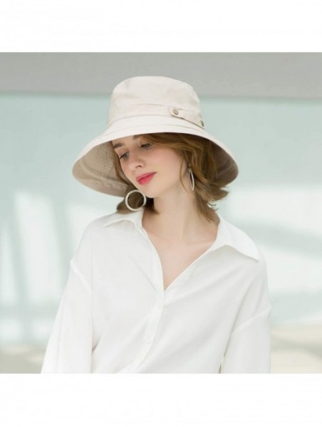 Sun Hats Womens Cotton Wide Brim Sun Hats UPF50 UV Packable Beach Hat Summer Bucket Cap for Travel - CN18SKGHN8H $18.59