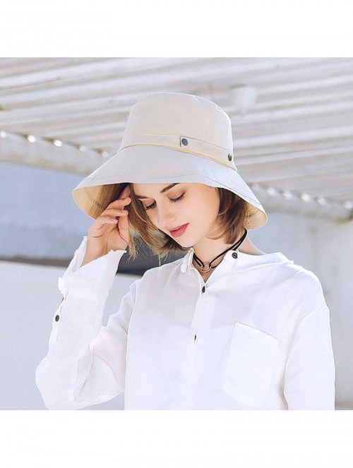 Sun Hats Womens Cotton Wide Brim Sun Hats UPF50 UV Packable Beach Hat Summer Bucket Cap for Travel - CN18SKGHN8H $18.59