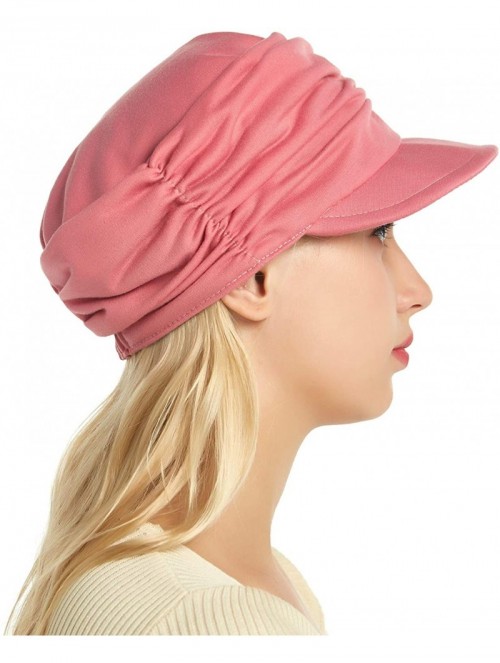 Skullies & Beanies Fashion Hat Cap with Brim Visor for Woman Ladies- Best for Daily Use - Pink - CX18TO7DKWD $15.69