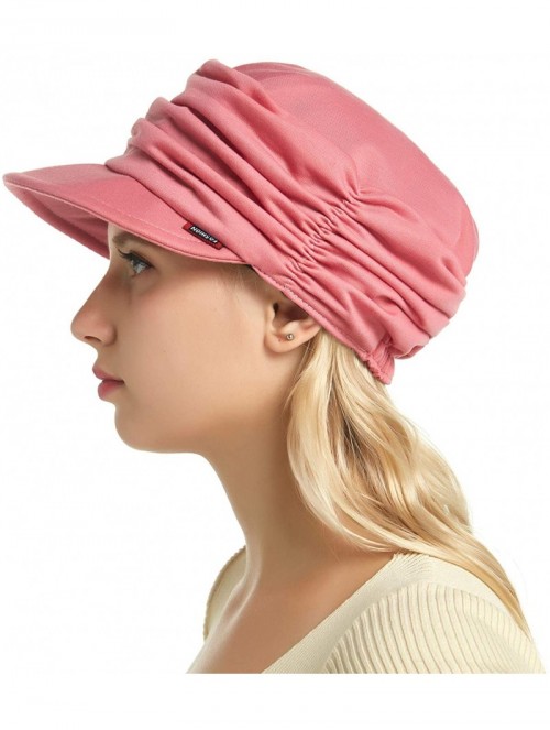 Skullies & Beanies Fashion Hat Cap with Brim Visor for Woman Ladies- Best for Daily Use - Pink - CX18TO7DKWD $15.69